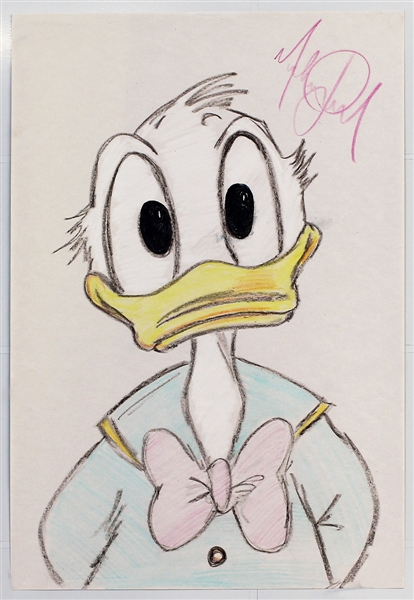 Michael Jackson Hand Drawn and Signed "Donald Duck" Picture