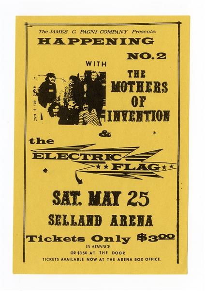 Frank Zappa/The Mothers of Invention and The Electric Flag Original 1968 Concert Handbill