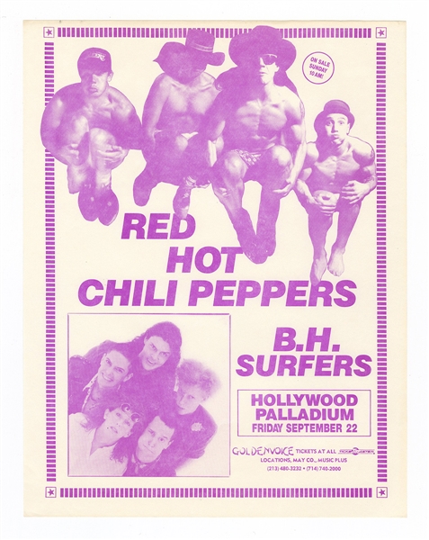 Red Hot Chili Peppers 1989 "Mothers Milk Tour" Original Concert Handbill