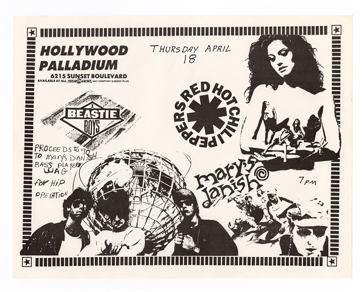 Beastie Boys /Red Hot Chili Peppers Original 1991  Hollywood Palladium Concert Handbill