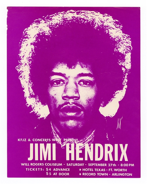 Jimi Hendrix Original 1969 Will Rogers Coliseum Concert Handbill