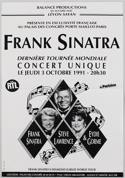 Frank Sinatra Original 1991 French Concert Poster