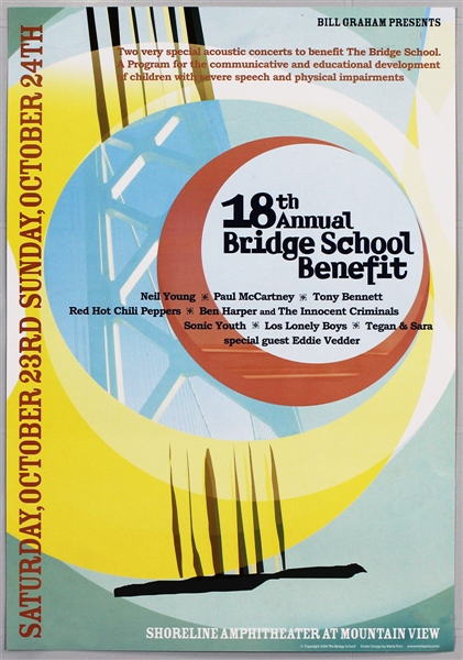 18th Annual Bridge School Benefit Concert Poster Featuring Neil Young, Paul McCartney, Tony Bennett and More