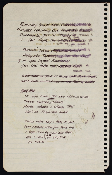 Guns N Roses Slash Handwritten Lyrics