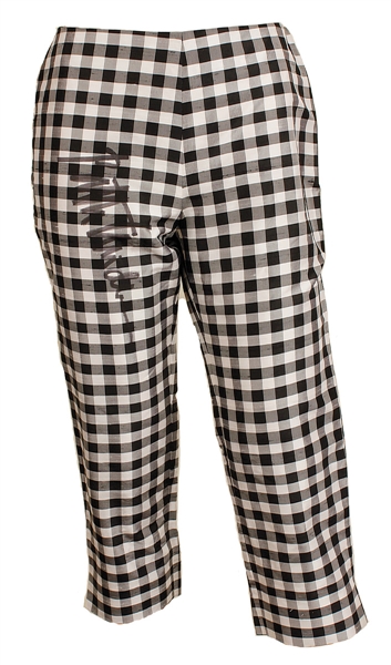 Bette Midler Worn and Signed Black & White Silk Checkered Capris