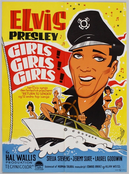 Elvis Presley 24 x 33 Original "Girls! Girls! Girls!" Movie Poster