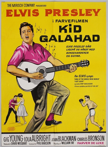 Elvis Presley 24 x 33 Original "Kid Galahad" Danish Movie Poster
