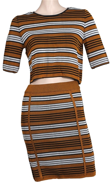 Beyoncé  Owned & Worn Copper Brown, Black and White Two-Piece Outfit
