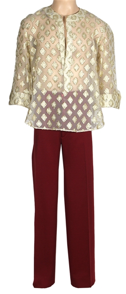 James Brown Owned & Worn Wine Pants and Sheer White Tunic Shirt