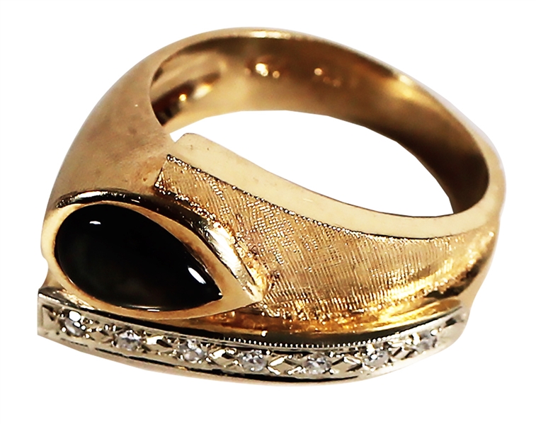 Elvis Presley Owned & Worn Diamond and Sapphire 14kt Gold Ring