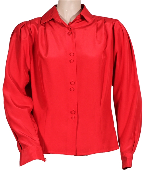 Liza Minnelli Owned & Worn Silky Red Long-Sleeved Blouse