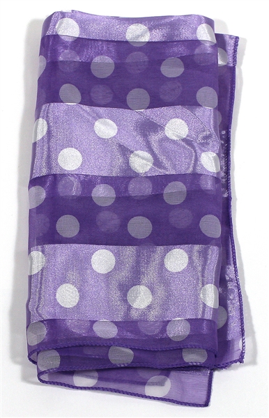 Prince Stage Worn Purple Scarf with White Polka Dots from Drummer Bobby Z