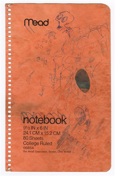 Guns N Roses Slash Handwritten Drawings & Doodles On His Poetry Notebook Cover