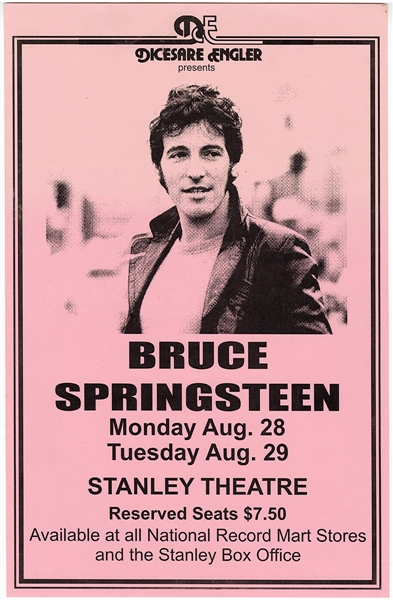 Bruce Springsteen "Darkness on the Edge of Town" Original 1978 Concert Poster Signed by Poster Artist