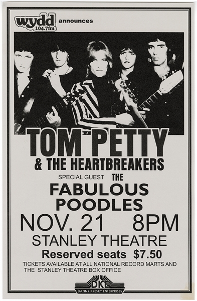 Tom Petty & The Heartbreakers Original 1979 Stanley Theatre Concert Poster  