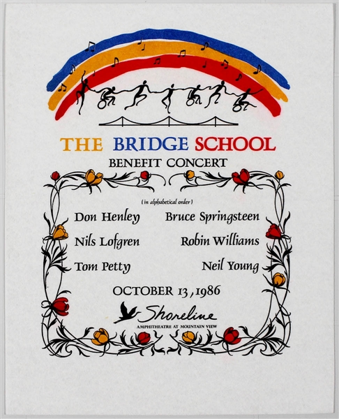 Bridge School Benefit Original 1986 Benefit Concert Pellon Featuring Bruce Springsteen, Neil Young, Tom Petty and More
