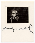 Andy Warhol Signed Board with Photo JSA LOA 