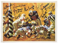 Football Hall of Fame Signed Lithograph By 17 Hall of Famers JSA Guarantee