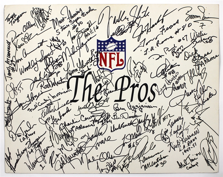 NFL “The Pros” Signed Incredible Poster 30+ Signatures (Dick Butkus, Merlin Olsen, Marcus Allen, Warren Moon) JSA Guarantee