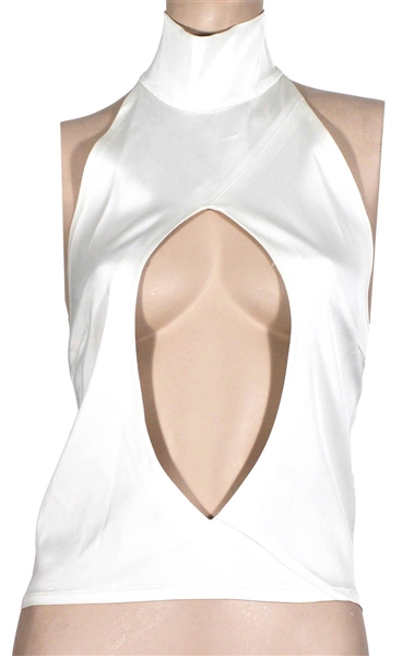 Spice Girl Victoria White Open Front Top Stage Worn for Her Only Solo Live Acoustic Show