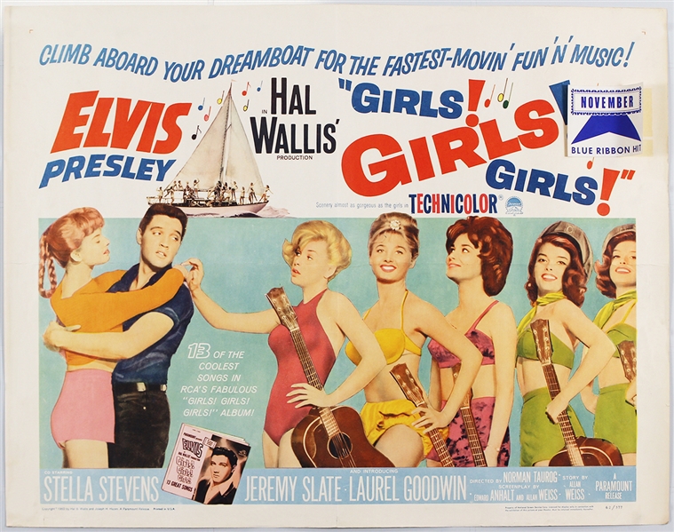Elvis Presley "Girls! Girls! Girls!" Original Half-Sheet Movie Poster
