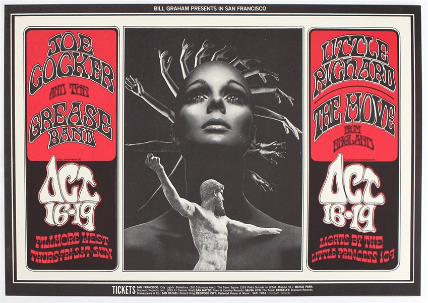 Joe Cocker & The Grease Band Original 1969 Fillmore West Concert Poster