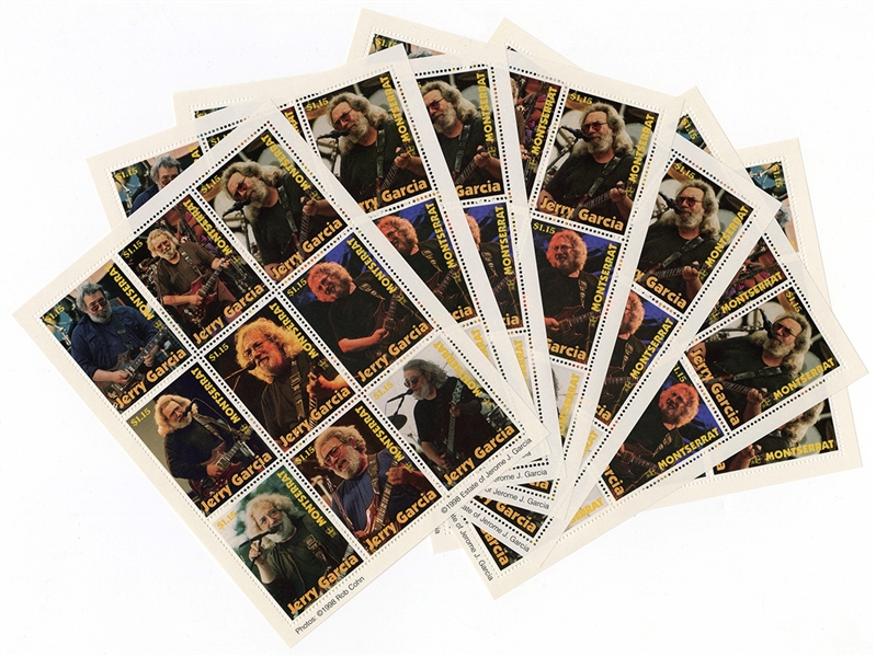 Grateful Deads Jerry Garcia Set of Limited Edition Commemorative Stamps - Montserrat
