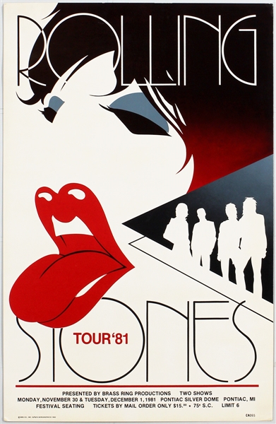 Rolling Stones Original 1981 Tour Concert Poster