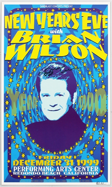 Beach Boys Brian Wilson Signed Original 1999 New Years Eve Concert Poster