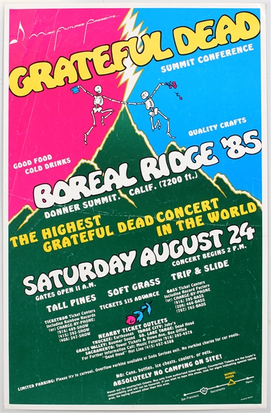 Grateful Dead Original 1985 Boreal Ridge Concert Poster