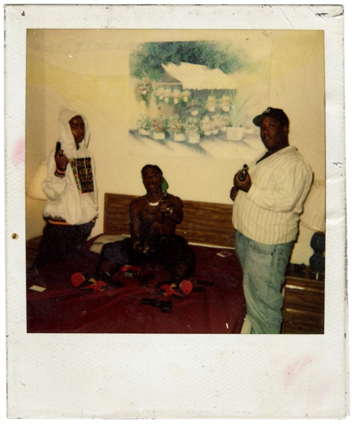 Tupac Shakur "Outlaw Immortalz" Original "Handgun" Polaroid Photograph with K. Kastro and E.D.I. Mean