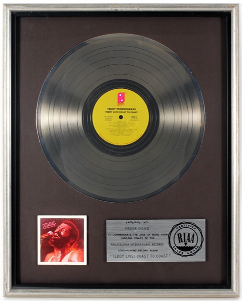 Teddy Pendergrass "Teddy Live! Coast to Coast" Original RIAA Platinum Record Album Award Presented to Frank DiLeo