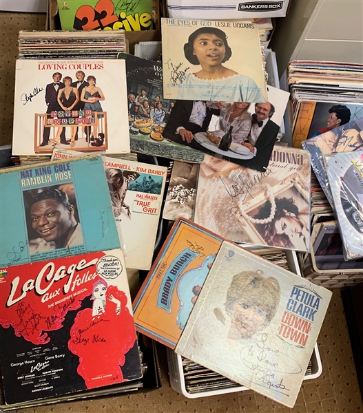 Large Archive of 608 Autographed Albums Featuring Rock & Roll, Pop, Broadway Musicals, Jazz, Opera and More!