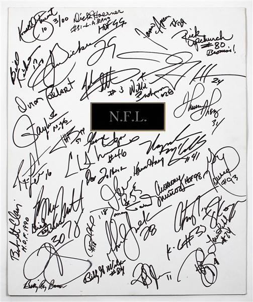 NFL All Stars/Hall of Famers Signed Poster Board 30+ Signatures (Erick Dickerson, Marshal Faulk, Terrell Davis) JSA Guarantee