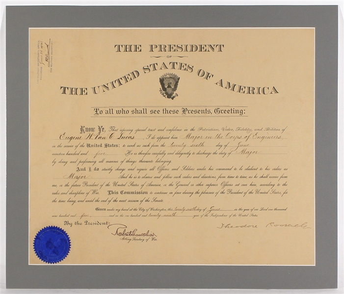 President Theodore Roosevelt Signed Document JSA LOA