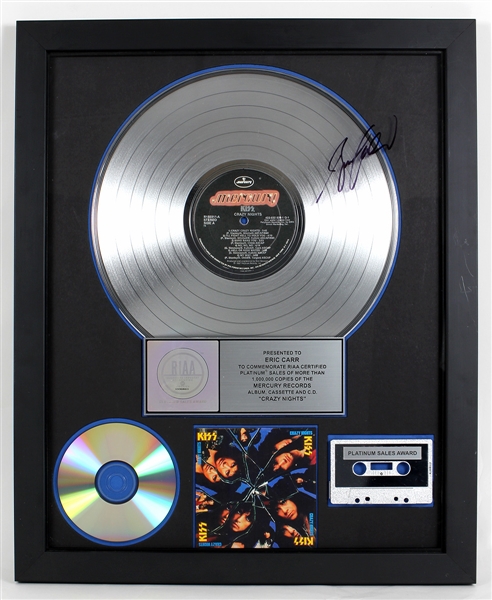KISS "Crazy Nights" Original RIAA Platinum Album Award Presented to Eric Carr and Signed by Bruce Kulick
