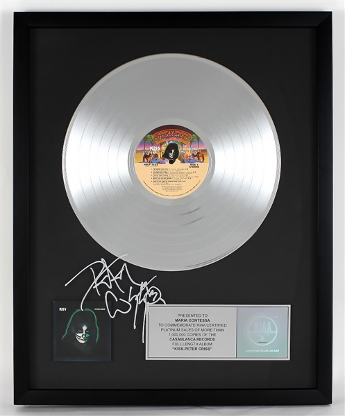 Peter Criss Signed "KISS - Peter Criss" Original RIAA Platinum Album Award