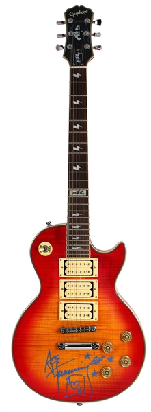 KISS Ace Frehley Signed Custom Les Paul Epiphone Sunburst Guitar and Guitar Case