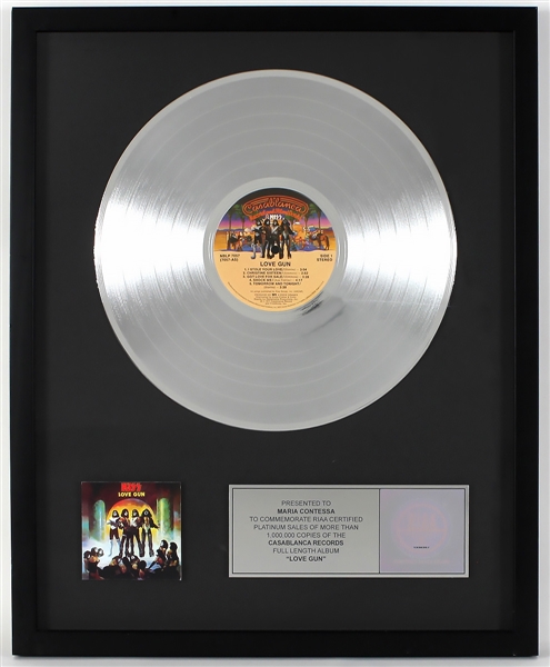 KISS "Love Gun" Original RIAA Multi-Platinum Record Album Award Presented to Maria Contessa 