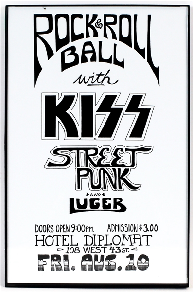 KISS 1973 Hotel Diplomat Rock & Roll Ball Reproduction Concert Poster