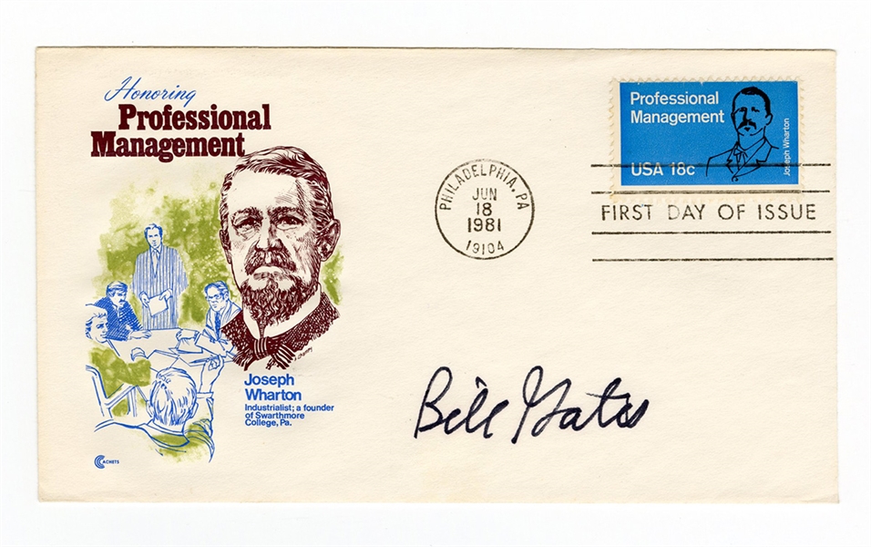 Bill Gates Signed First Day Cover JSA LOA