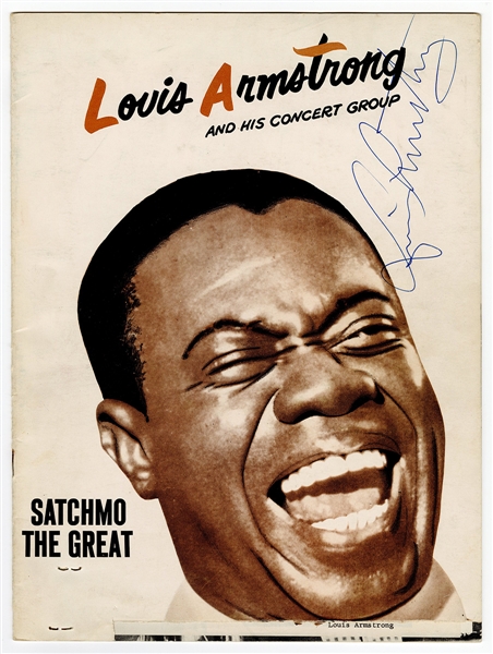 Louis Armstrong Signed Concert Program JSA LOA