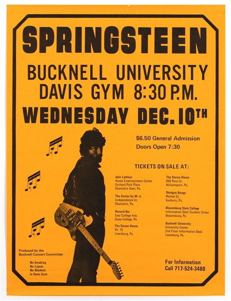 Bruce Springsteen 1975 Bucknell University Concert Promotional Poster
