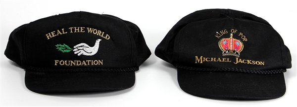 Michael Jackson Owned and Worn "Heal The World" and "King of Pop" Hats
