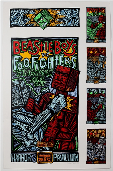 Beastie Boys and Foo Fighters Original Uncut Concert Poster Artwork Signed by Artist