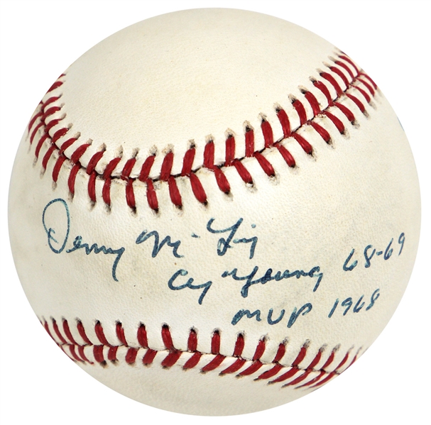 Denny McLain Cy Young Winner 1968-1969 Signed Baseball