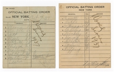 1937 Game 2 World Series Line-Up Cards Yankees vs. Giants (With Gehrig and DiMaggio