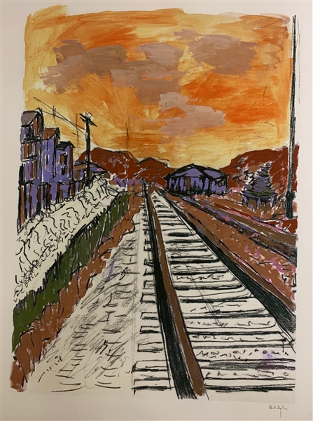 Bob Dylan “Train Tracks” Original Hand Embellished Signed Giclee on Paper