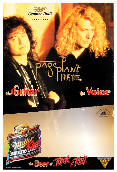 Led Zeppelins Jimmy Page and Robert Plant 1995 Tour Blank Concert Poster Collection