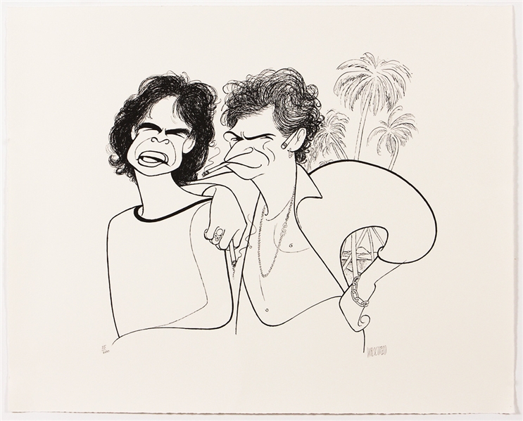 Rolling Stones Mick Jagger and Keith Richards Original Al Hirschfeld Signed Limited Edition Lithograph